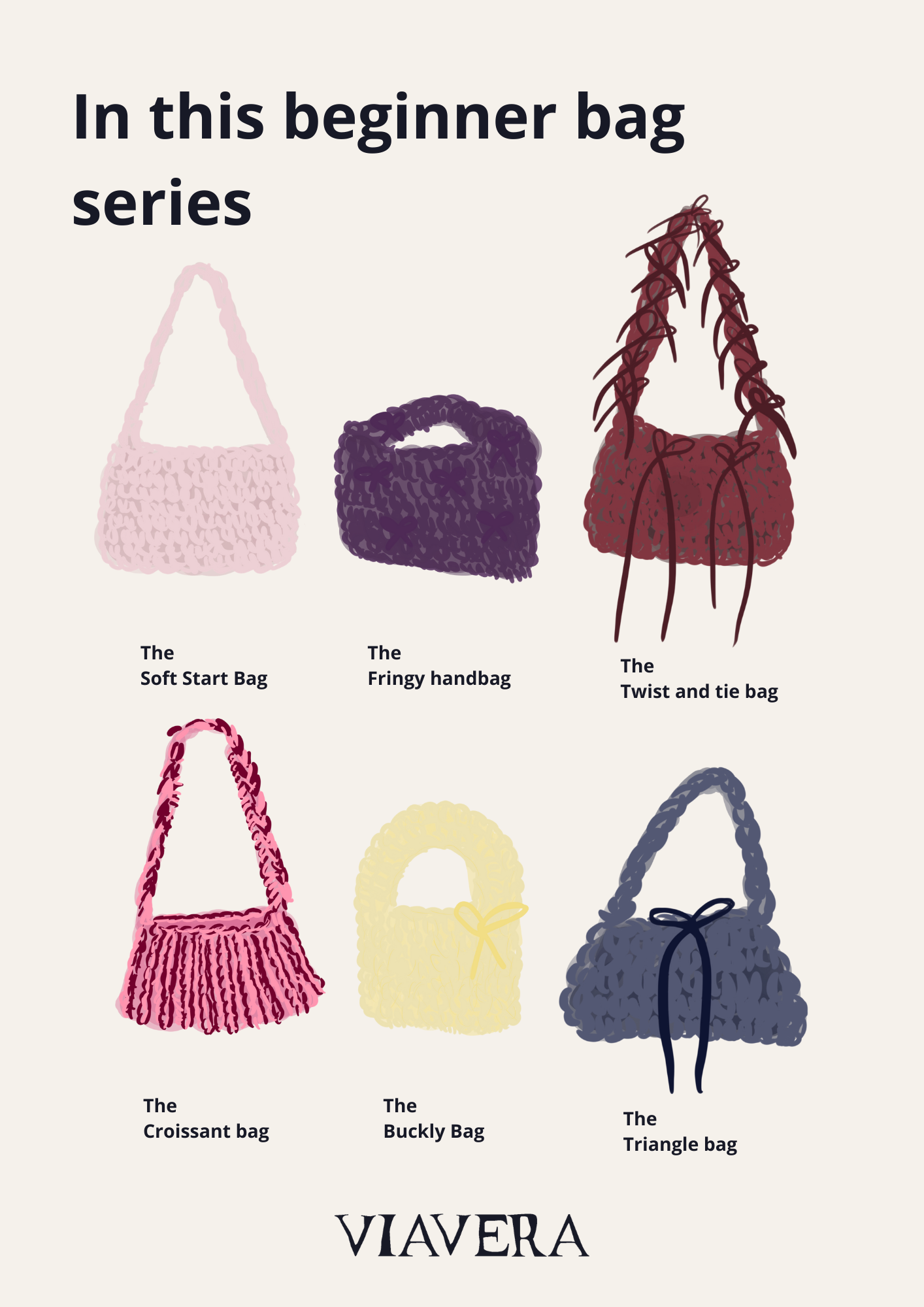 Ultimate beginner bags series - digital crochet pattern bundle